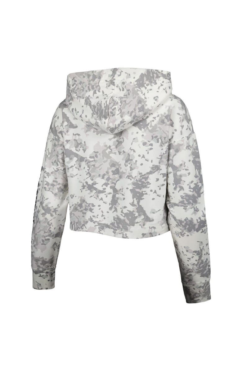 LUSSO Women's Lusso Gray/White Brooklyn Nets Maia Tri-Blend Cropped Quarter-Zip Top, Alternate, color, Gray