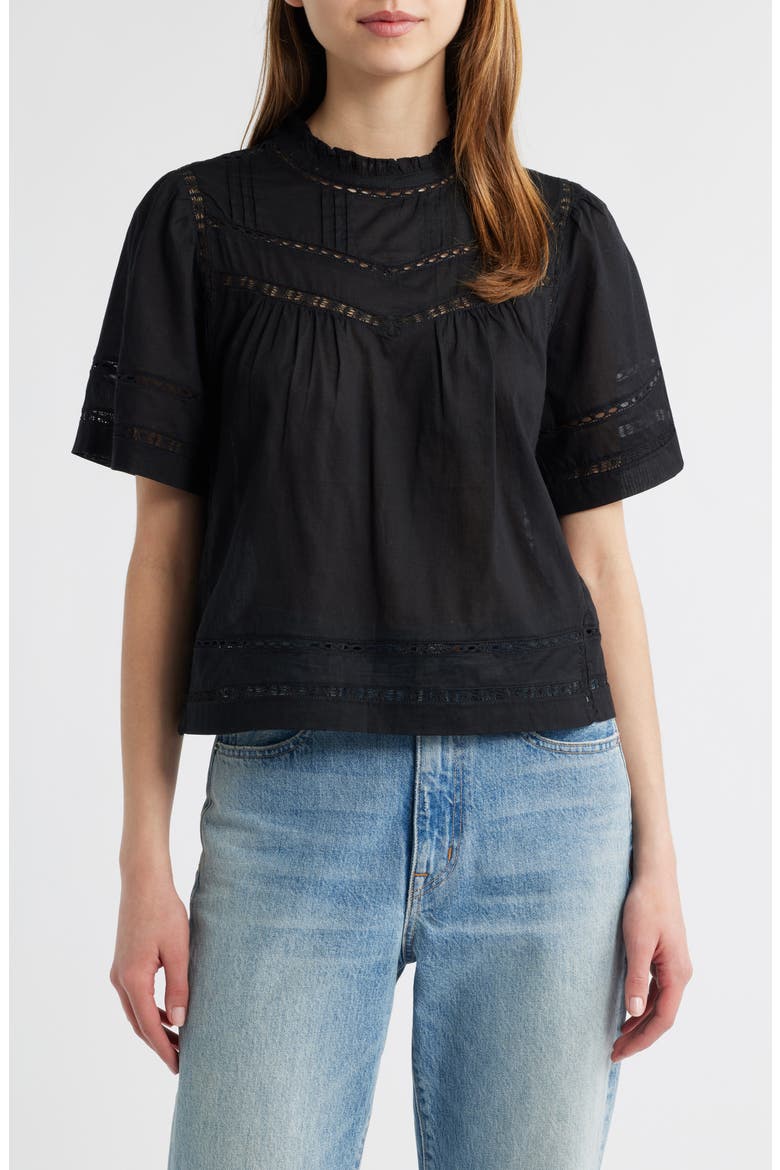 Daisy Open Stitch Top, Main, color, BLACK