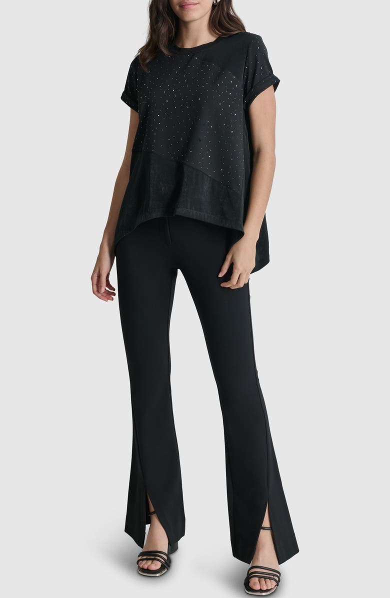 DKNY Studded Mixed Media T-Shirt, Alternate, color, 