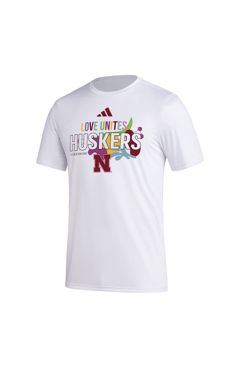 adidas Men's adidas x Rich Mnisi Pride Collection White Nebraska Huskers Pregame AEROREADY T-Shirt, Alternate, color, White