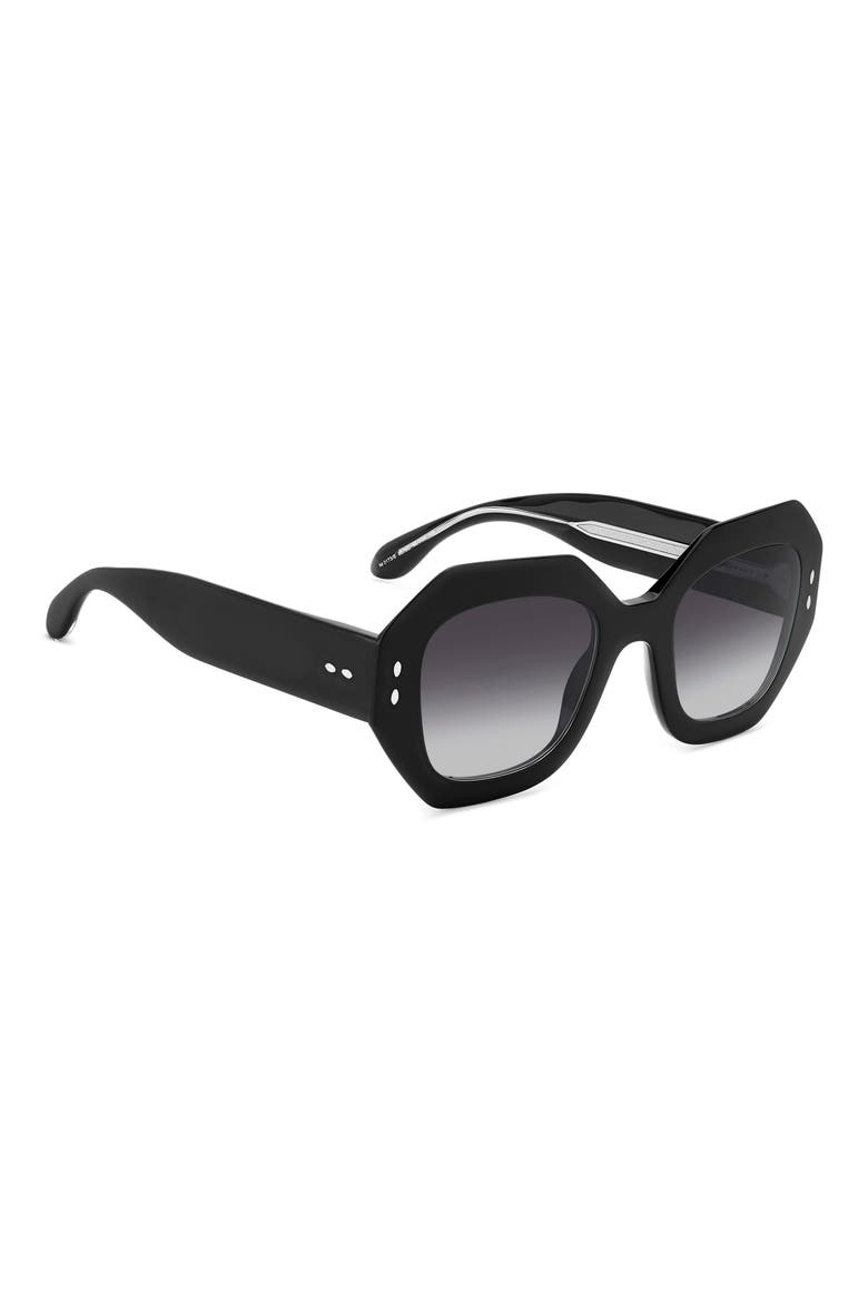 52mm Gradient Geometric Sunglasses, Alternate, color, BLACK/ GREY SHADED