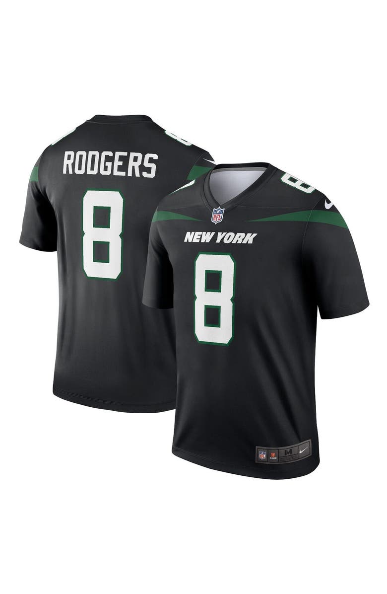 Nike Men's Nike Aaron Rodgers Stealth Black New York Jets Alternate Legend Player Jersey, Alternate, color,