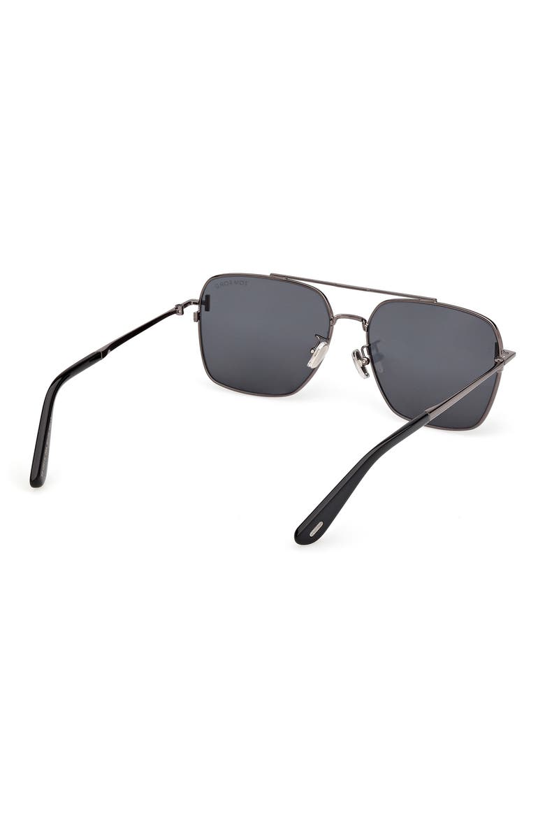 60mm Navigator Sunglasses, Alternate, color, SHINY GUNMETAL / SMOKE LENS