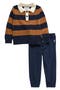 Stripe Rugby Sweater & Corduroy Pants Set