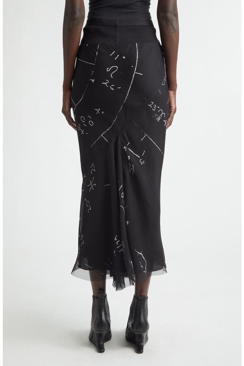 Print Bias Cut Silk Skirt, Alternate, color, BLACK/ MILK