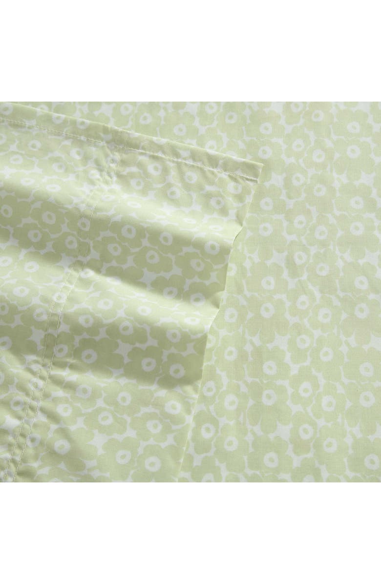 Marimekko Pikkuinen Unikko Cotton Sheet Set, Alternate, color, Light Green