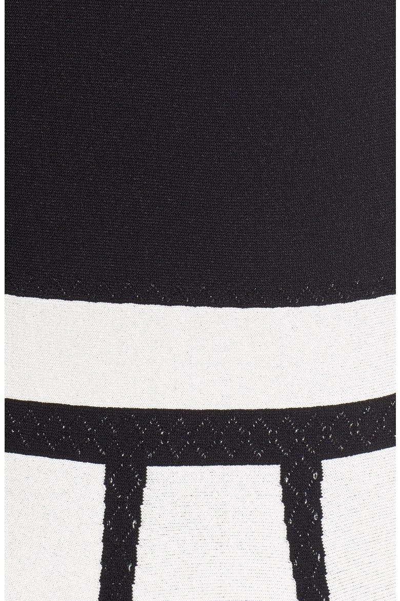 Alexander McQueen Intarsia Knit Fit & Flare Dress, Alternate, color, BLACK/ WHITE