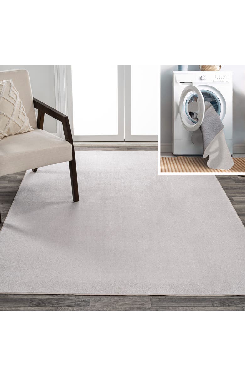 JONATHAN Y Twyla Classic Solid Low-Pile Machine-Washable Area Rug, Alternate, color, Light Gray