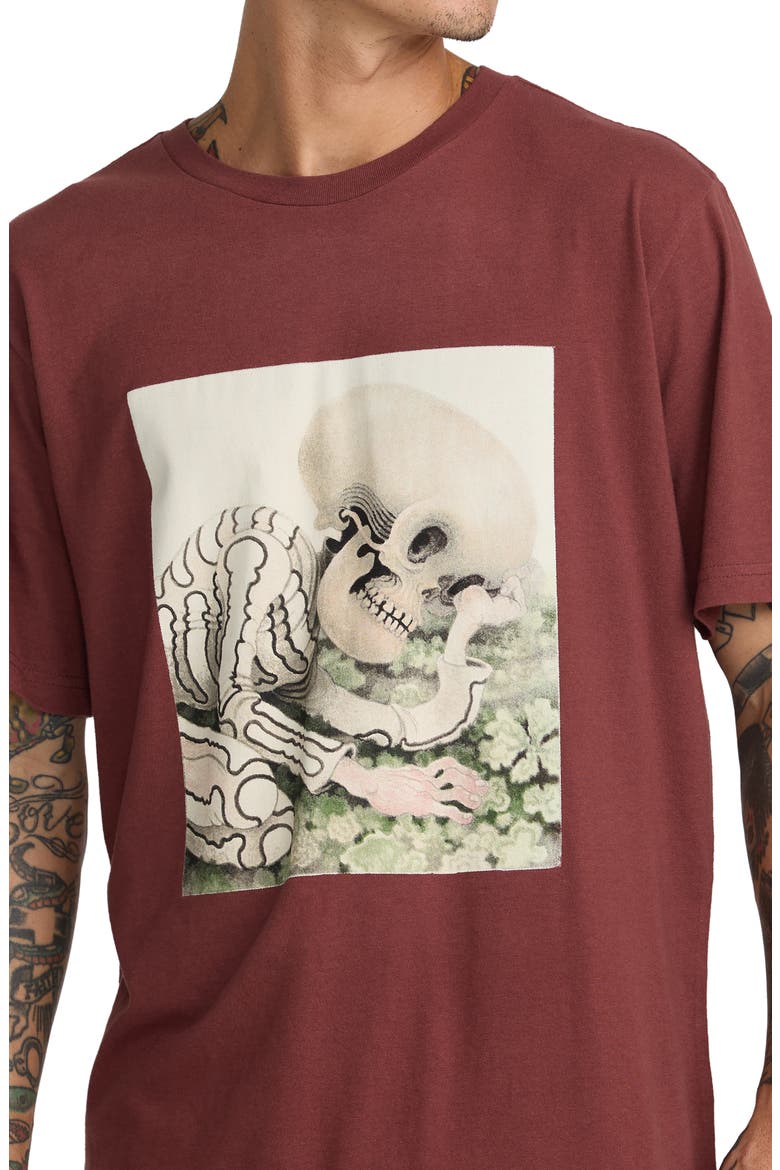 Sleepy Skeletons ANP Cotton Graphic T-Shirt, Alternate, color, RED EARTH