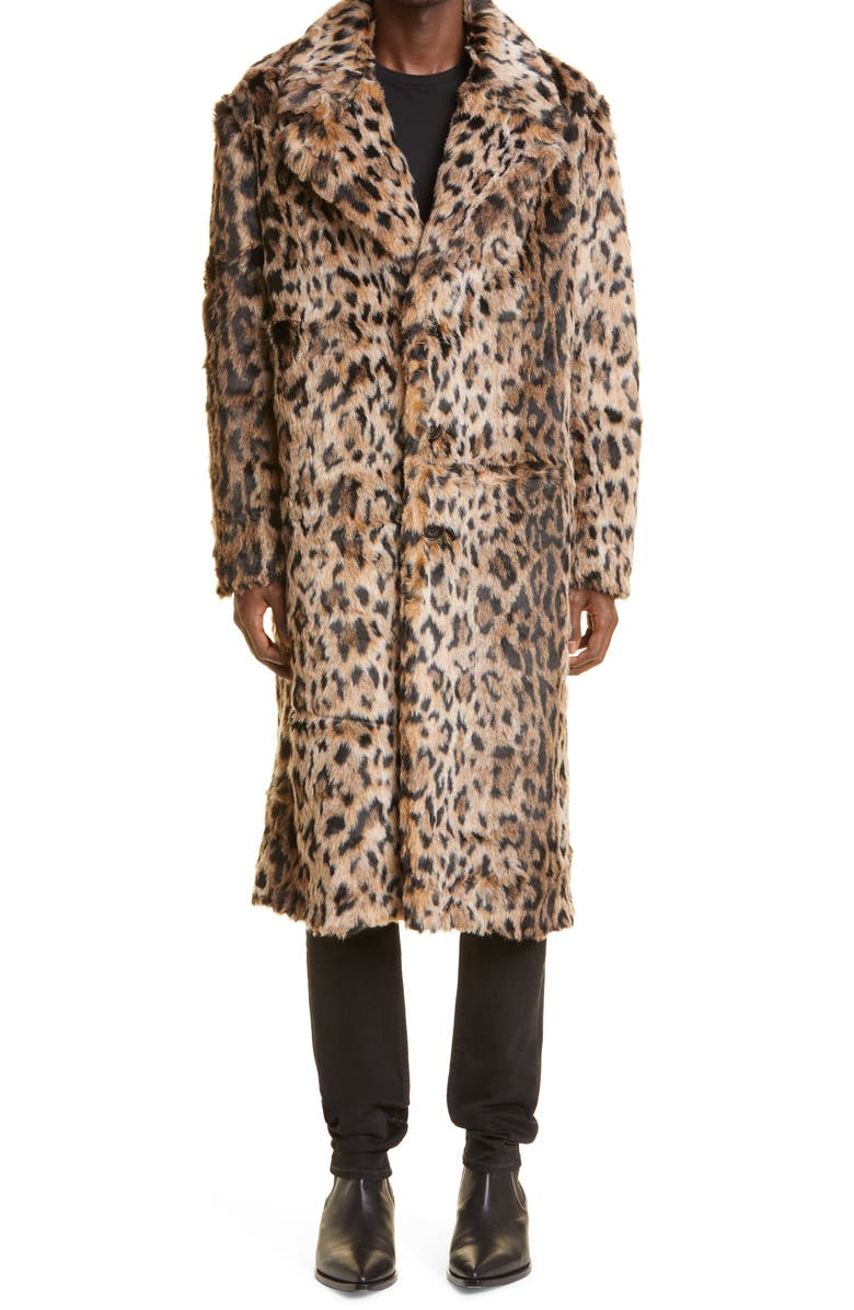 AMIRI Leopard Faux Fur Coat, Main, color, 