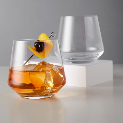 Viski Raye Crystal Angled Cocktail Tumblers Set Of 2 In Clear