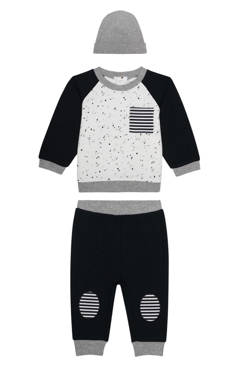 PL Baby by Petit Lem Sweatshirt, Joggers & Beanie Set, Main, color,