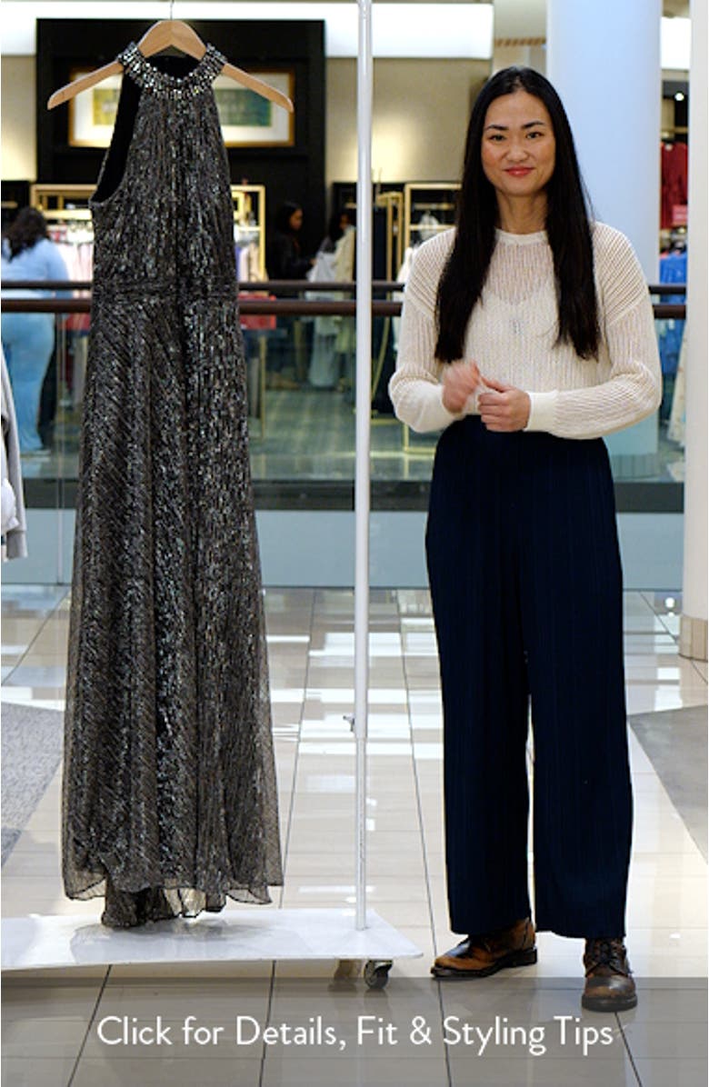 Bead Detail Metallic Gown, sales video thumbnail