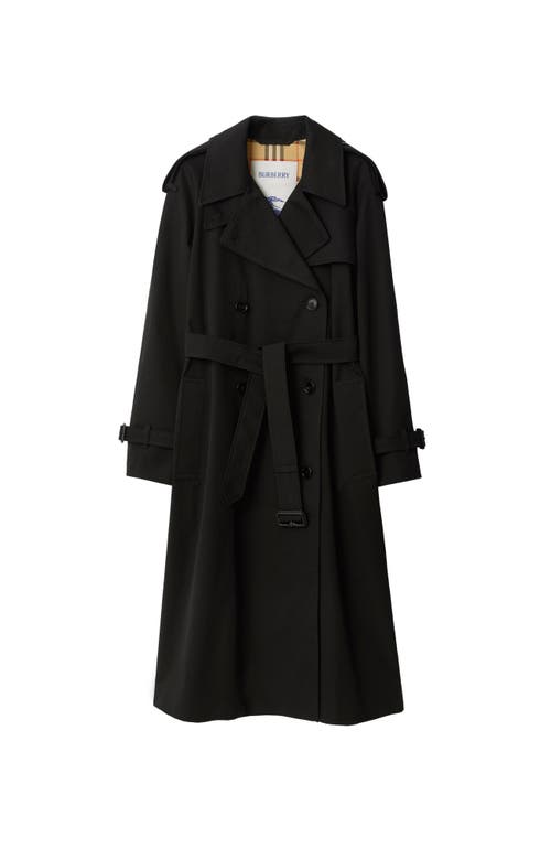 Burberry Long Castleford Trench Coat In Black