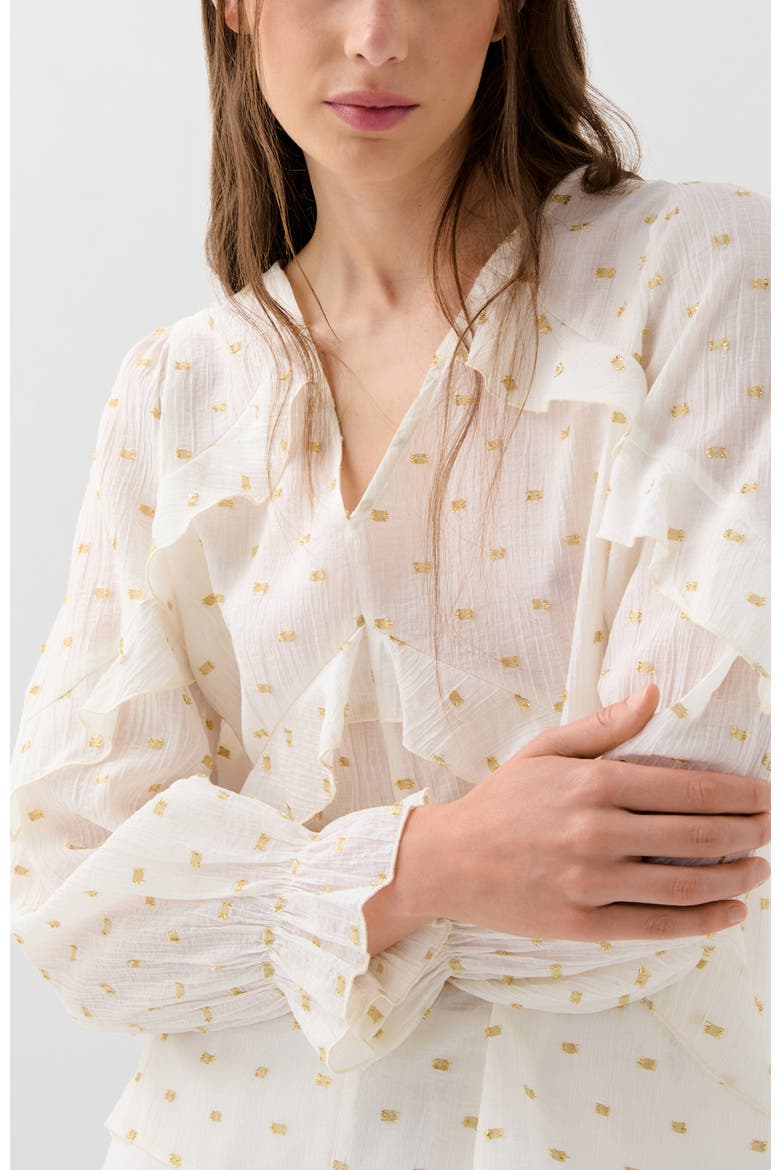 Foil Lurex Shirt, Main, color, Ecru