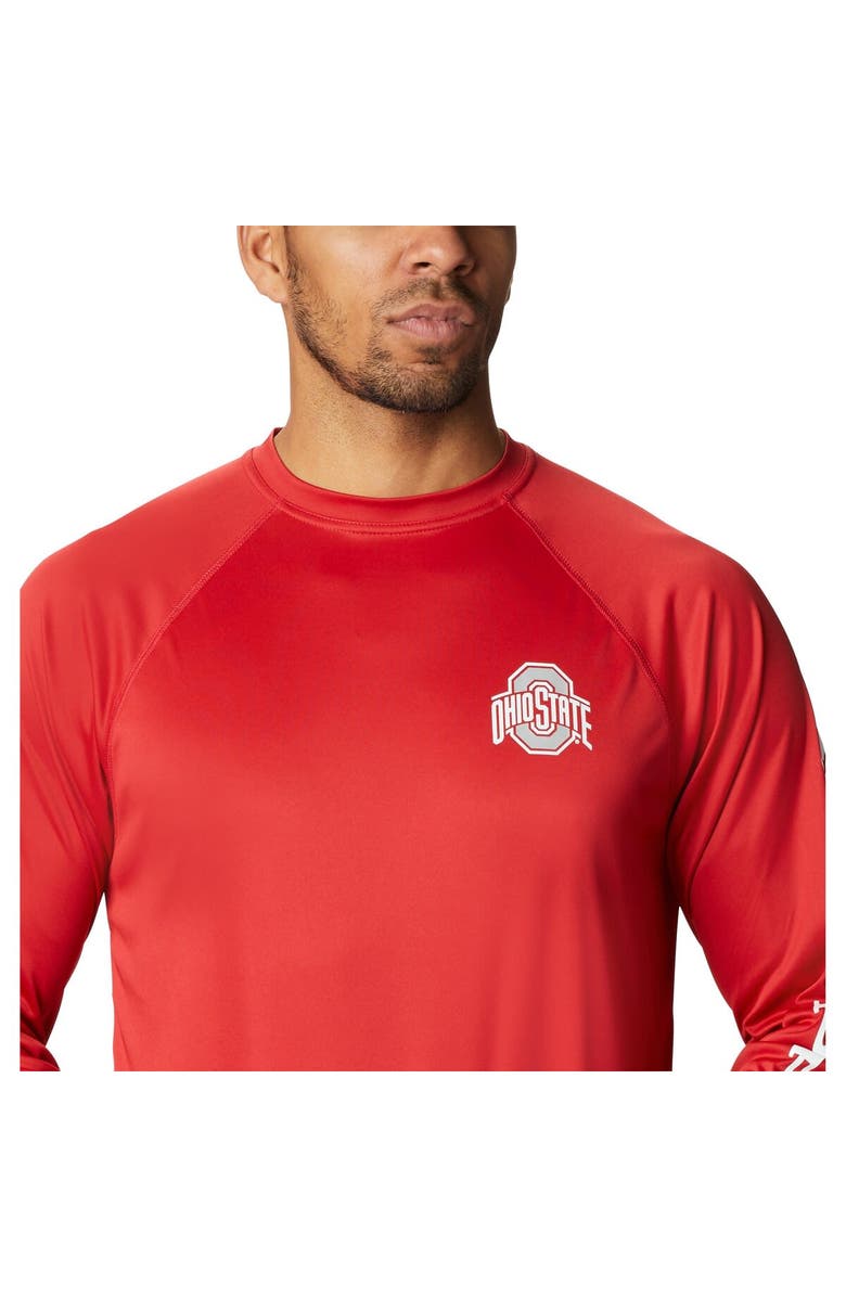 Columbia Men's Columbia Black Ohio State Buckeyes Terminal Tackle Omni-Shade Raglan Long Sleeve T-Shirt, Alternate, color, Scarlet