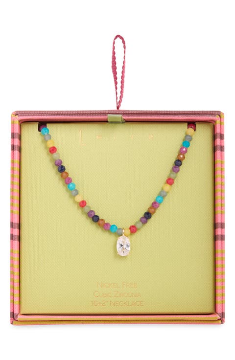 Oval Pendant Bead Necklace