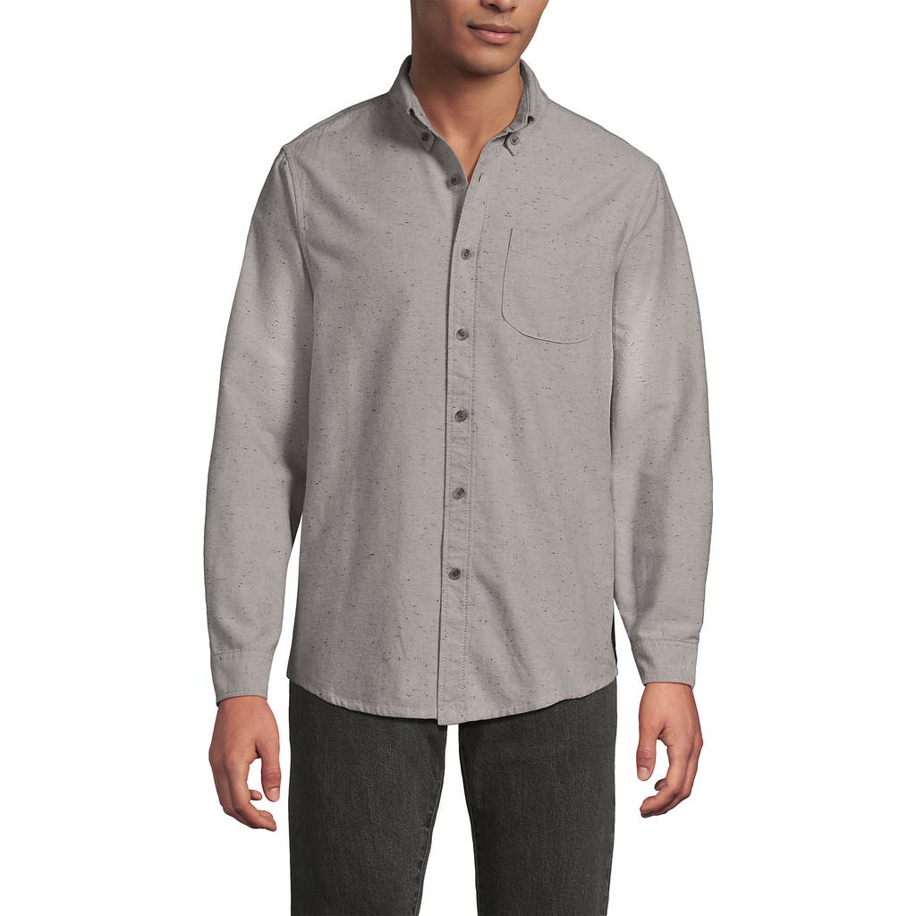 Lands' End Traditional Fit Flagship Flannel Shirt In Gray