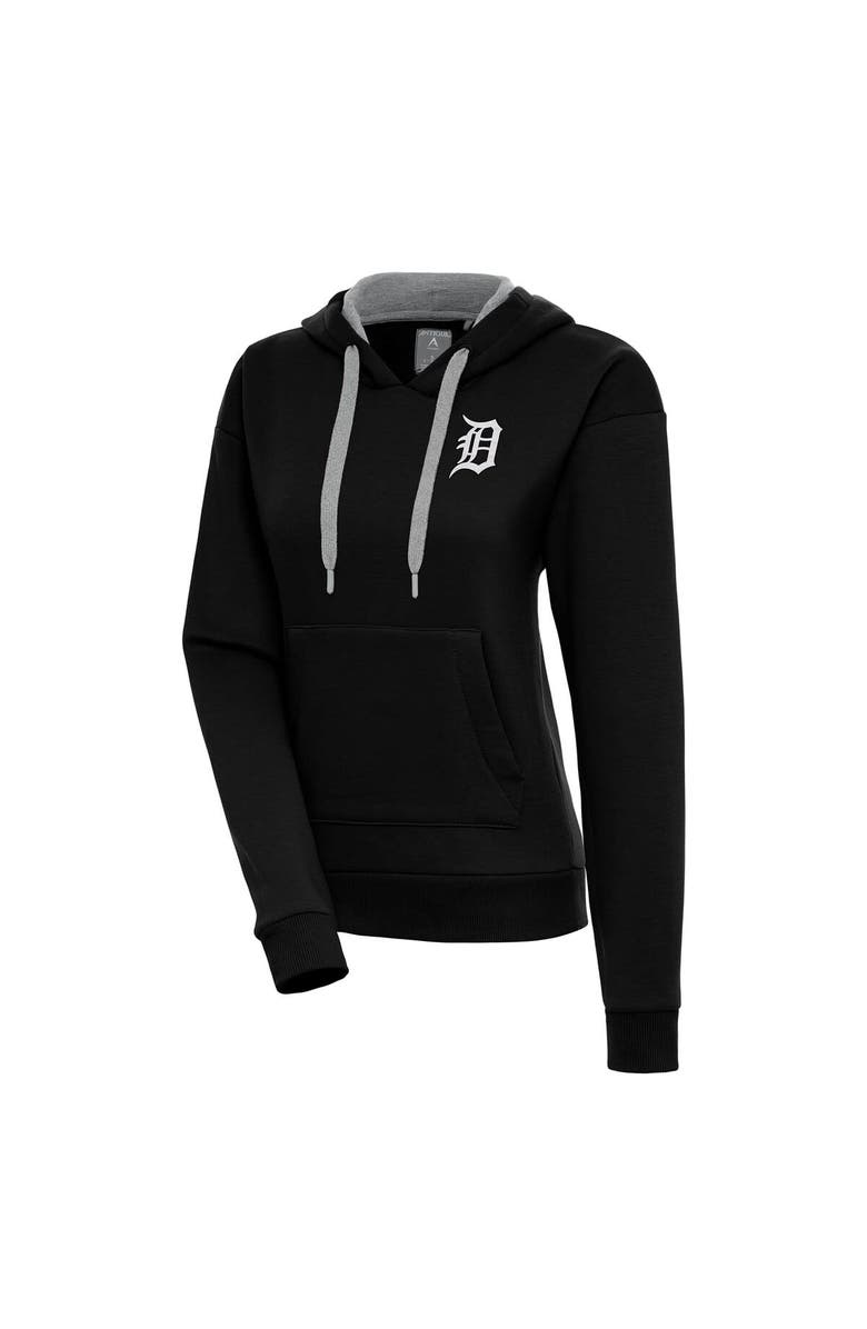 ANTIGUA Women's Antigua  Black Detroit Tigers Brushed Metallic Victory Pullover Hoodie, Alternate, color, Black