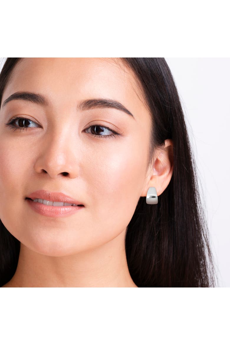 Sterling Silver Semi Hoop Earrings, Alternate, color, Sterling Silver