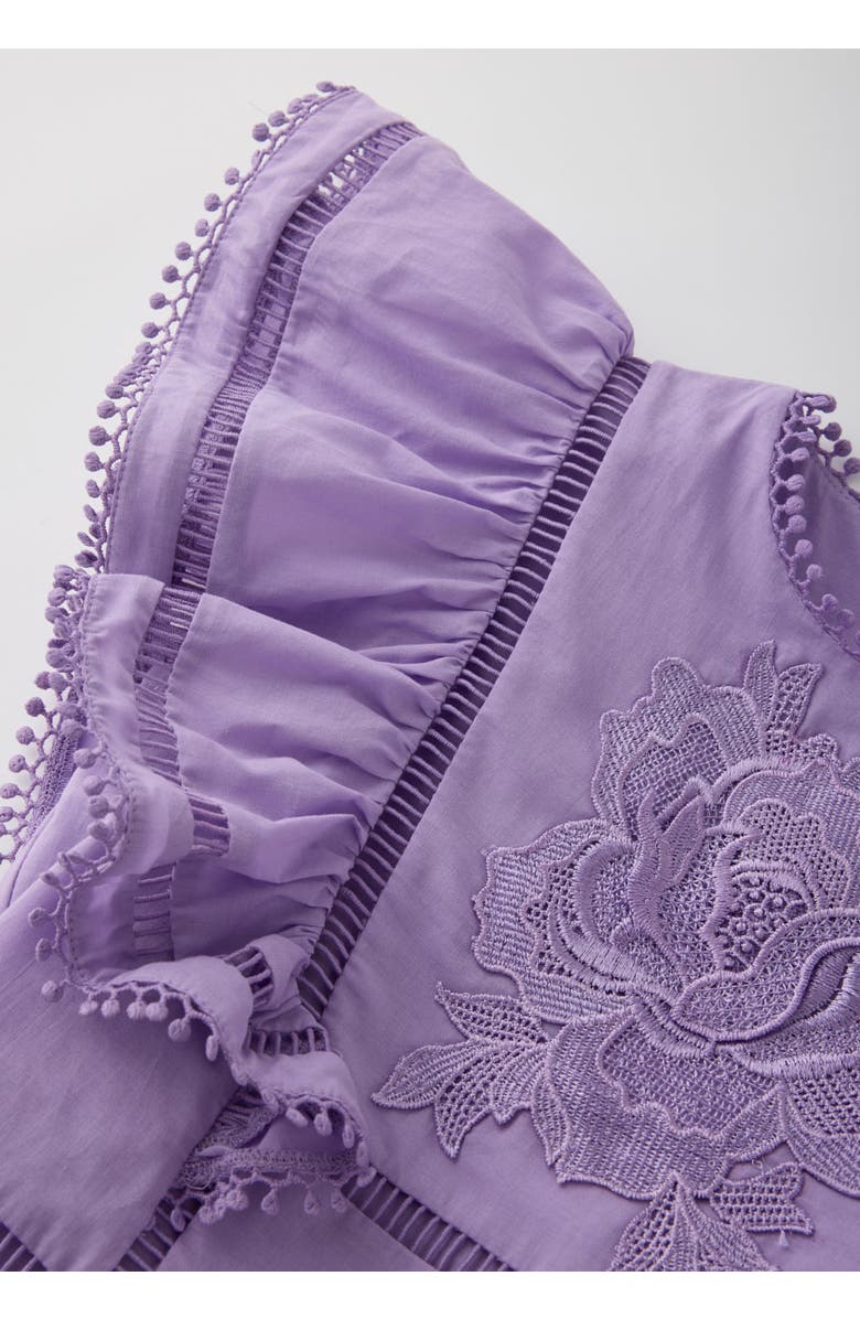 Marlo Kids Carloyn Frill Cotton Mini Dress, Alternate, color, Lavender