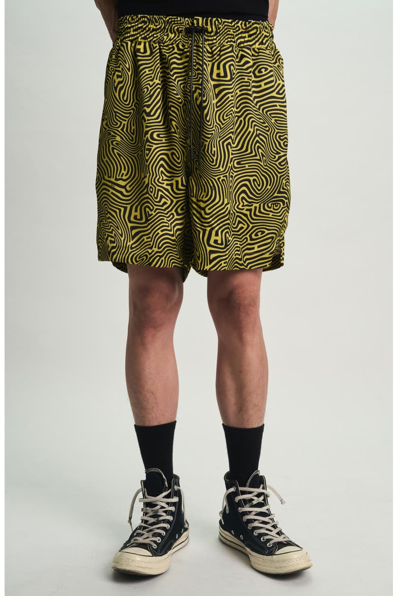 CLYDE ELASTICATED SHORT, Main, color, BLACK TOPOGRAPHY