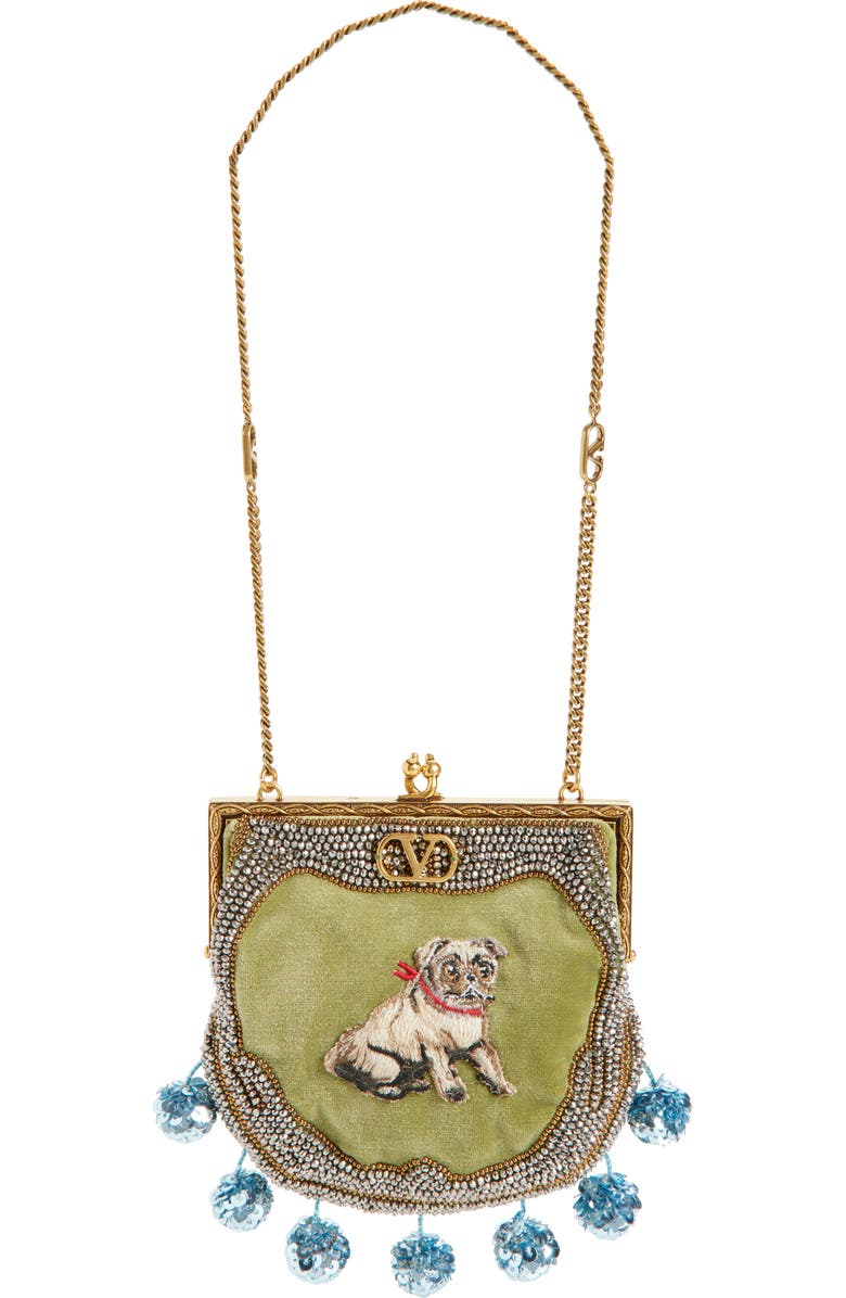 Valentino Garavani Nellcôte Fairy Tales Beaded Minaudiere, Main, color, Cactus Green/ Multi