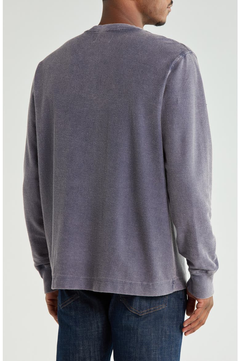 Distressed Long Sleeve Fleece Henley, Alternate, color, NIGHTSHADOW BLUE