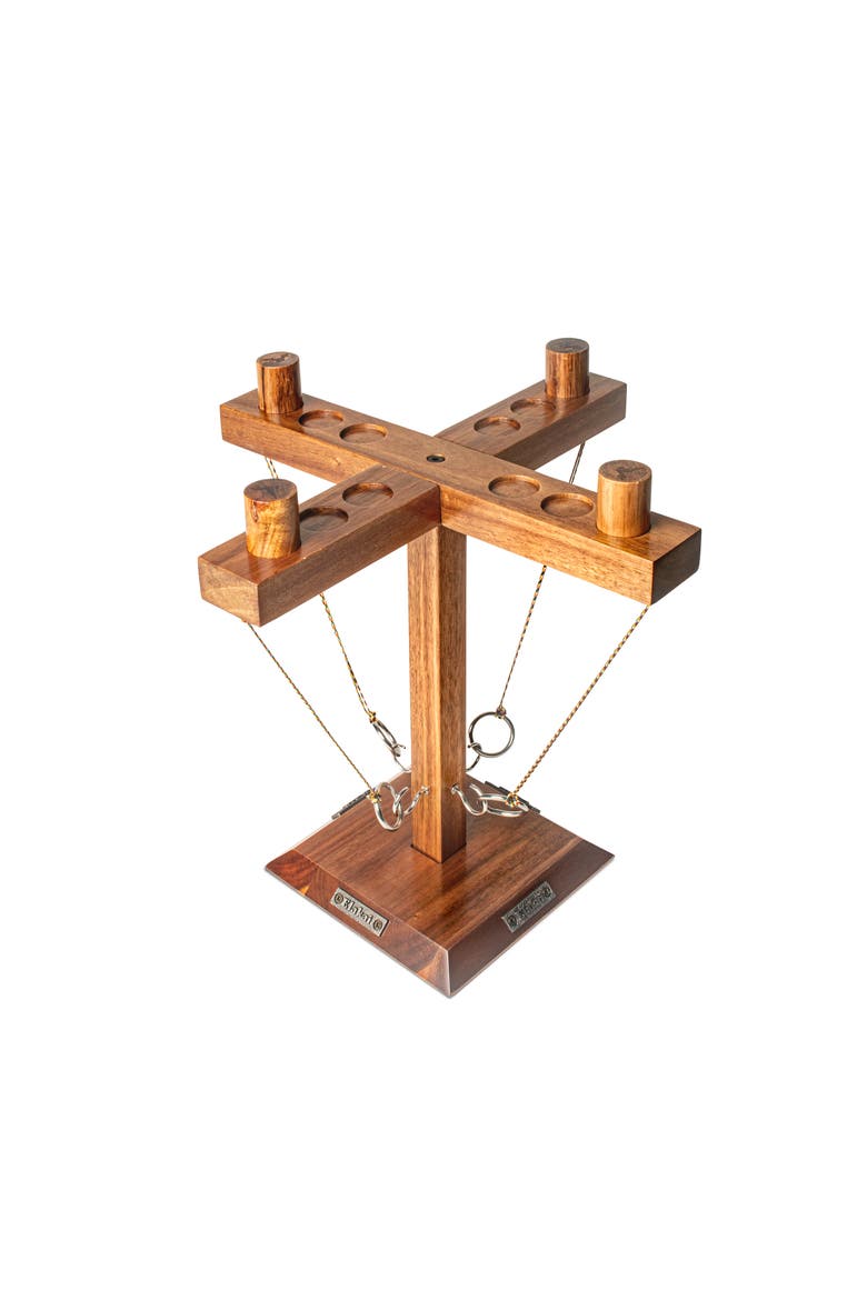 Acacia Globetrotter Tabletop Hook Ring Game 4 Player, Alternate, color, Natural Wood