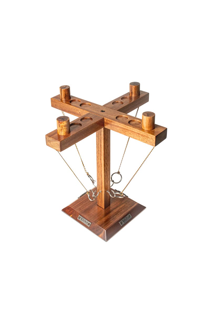 Elakai Acacia Globetrotter Tabletop Hook Ring Game 4 Player, Alternate, color, Natural Wood