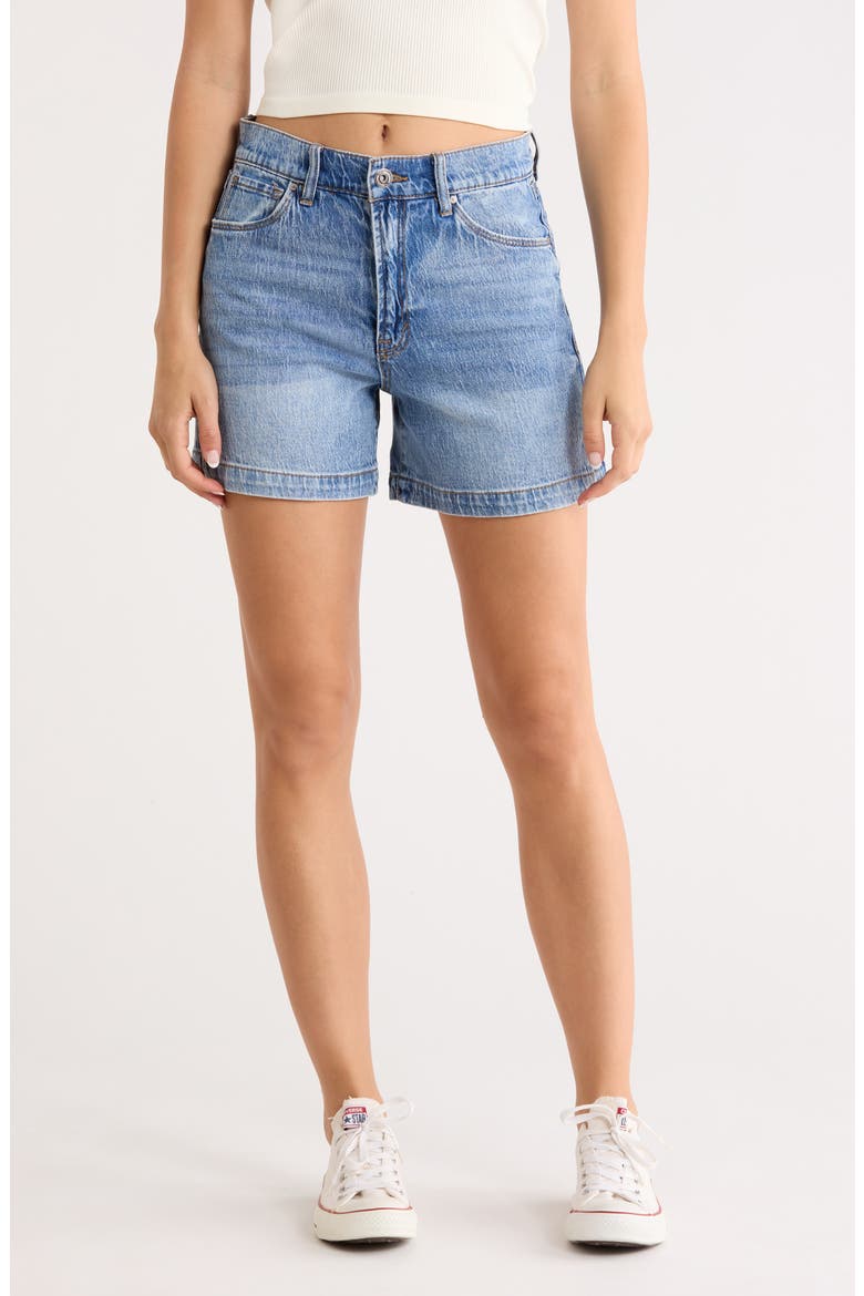 High Rise Side Slit Denim Shorts, Main, color, PIPPA