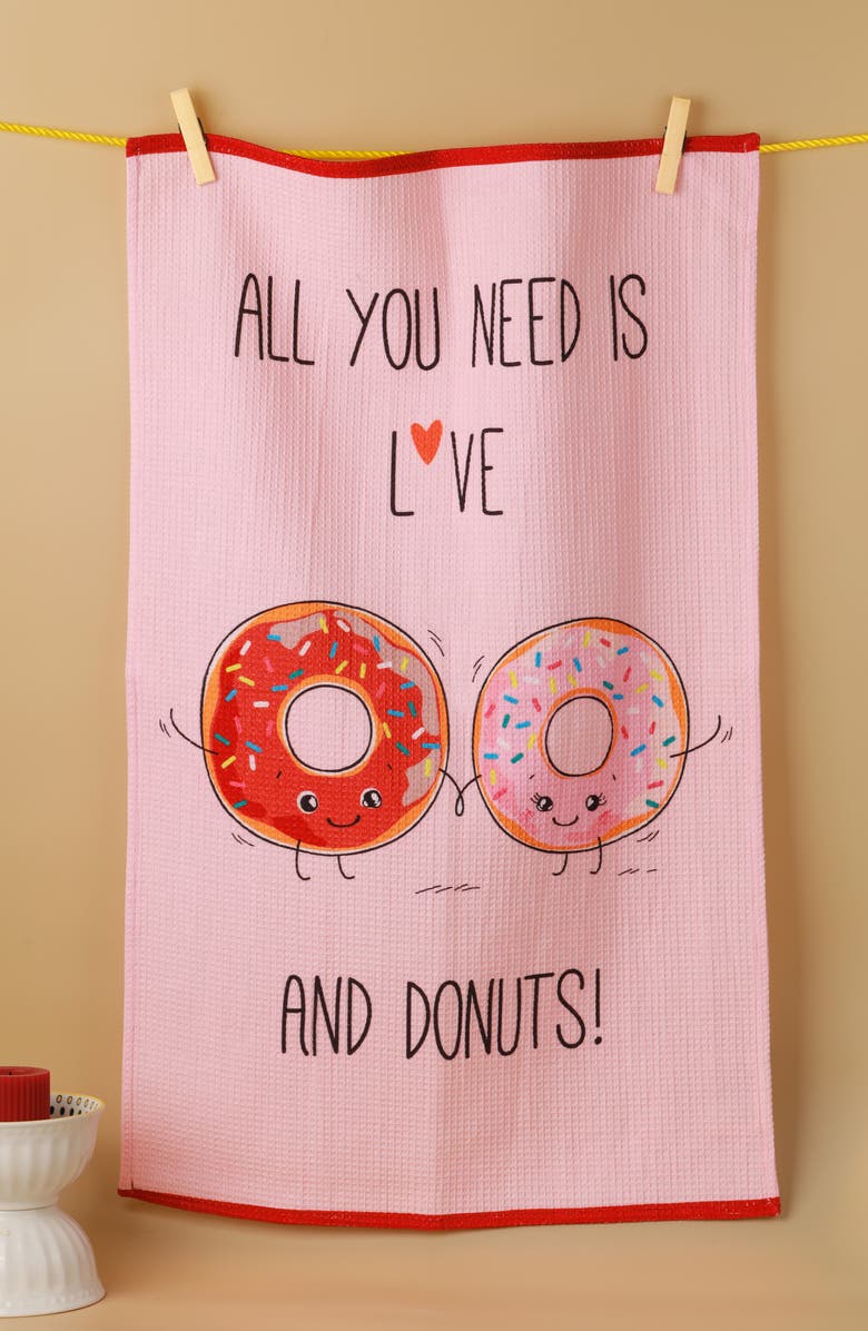 Tiramisu Perfect Pair Set of 3 Kitchen Towels, Alternate, color, Pink/ Red/ Blue/ Cream