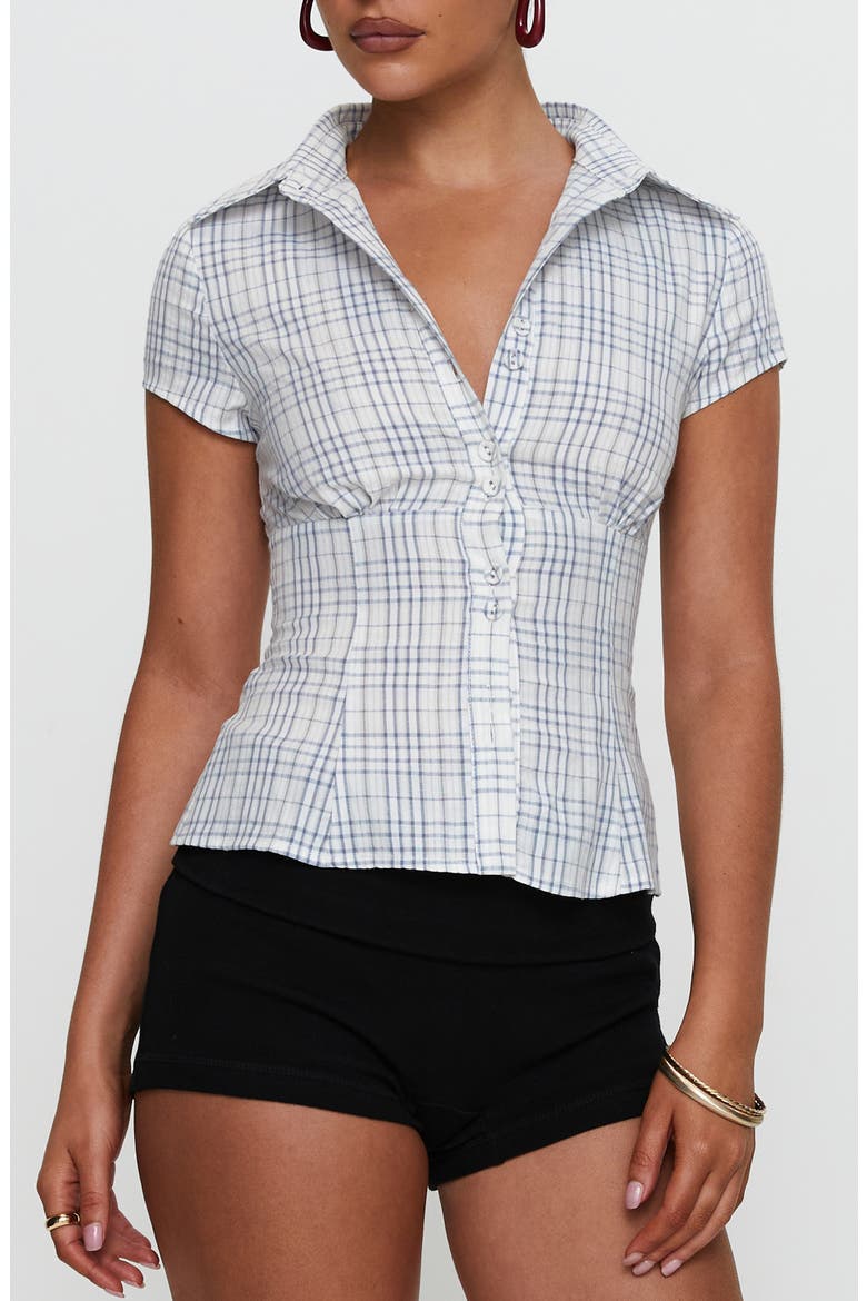 Check Short Sleeve Shirt, Main, color, BLUE CHECK