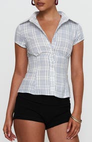 Princess Polly Check Short Sleeve Shirt