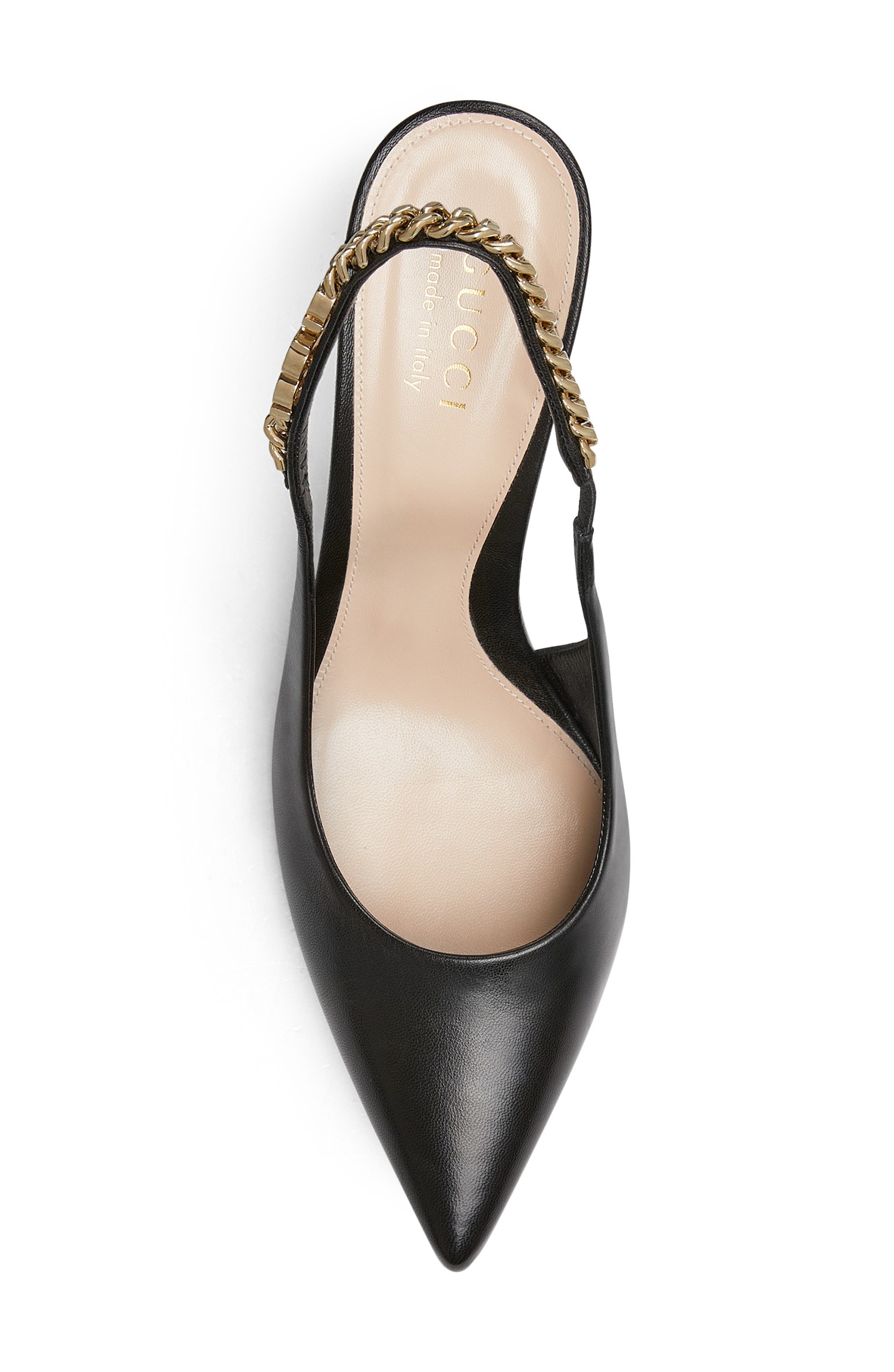 Gucci Signoria Pointed Toe Slingback Pump, Alternate, color, Black