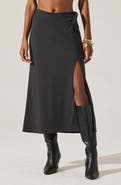 ASTR the Label Lindy Textured Knit Twist Waist Midi Skirt