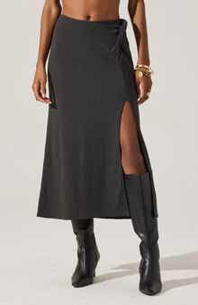 ASTR the Label Lindy Textured Knit Twist Waist Midi Skirt