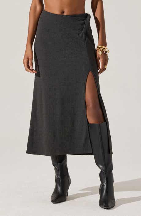 ASTR the Label Lindy Textured Knit Twist Waist Midi Skirt