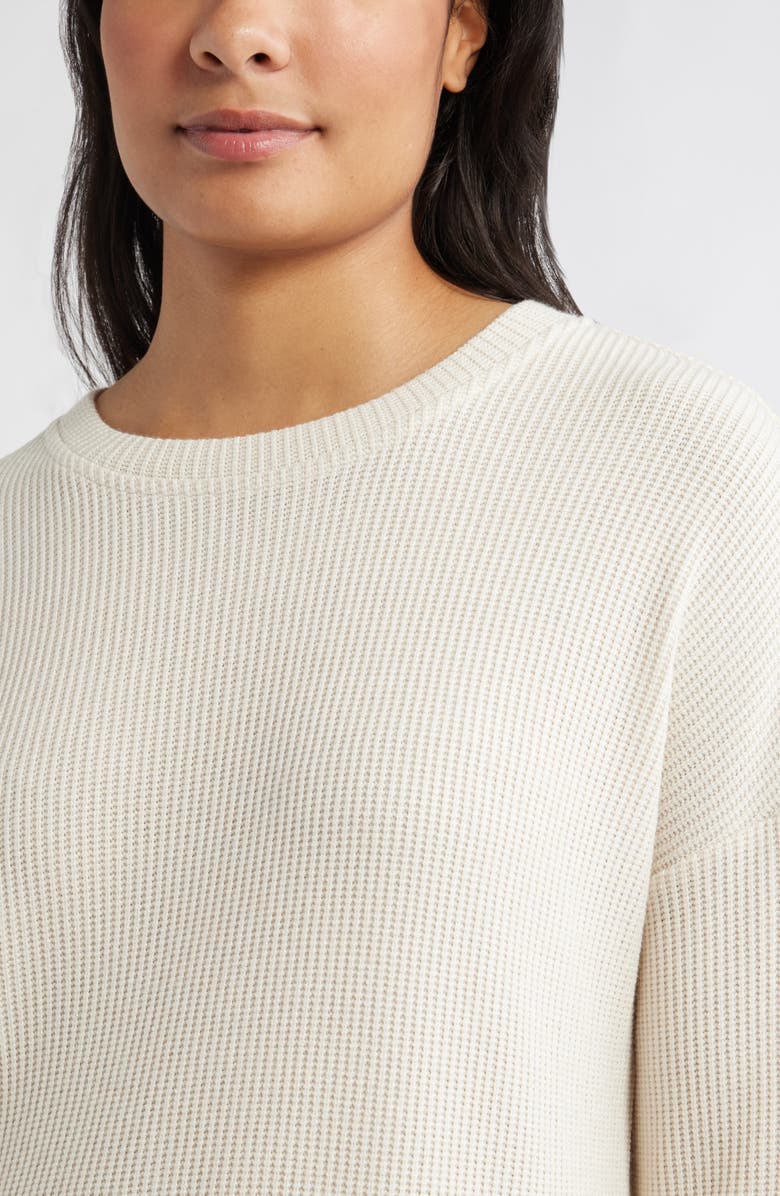 Caslon<sup>®</sup> Long Sleeve Waffle Knit T-Shirt, Alternate, color, Beige Oatmeal Light Heather