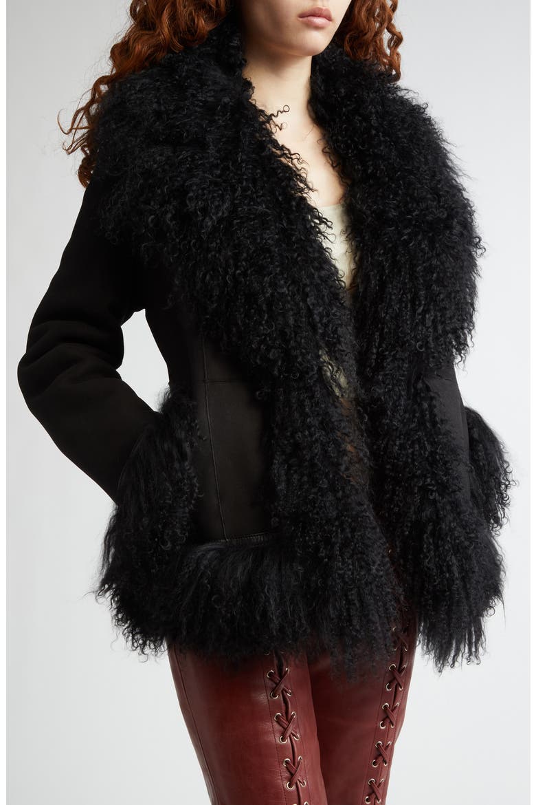 Bon Genuine Shearling Jacket, Alternate, color, BLACK