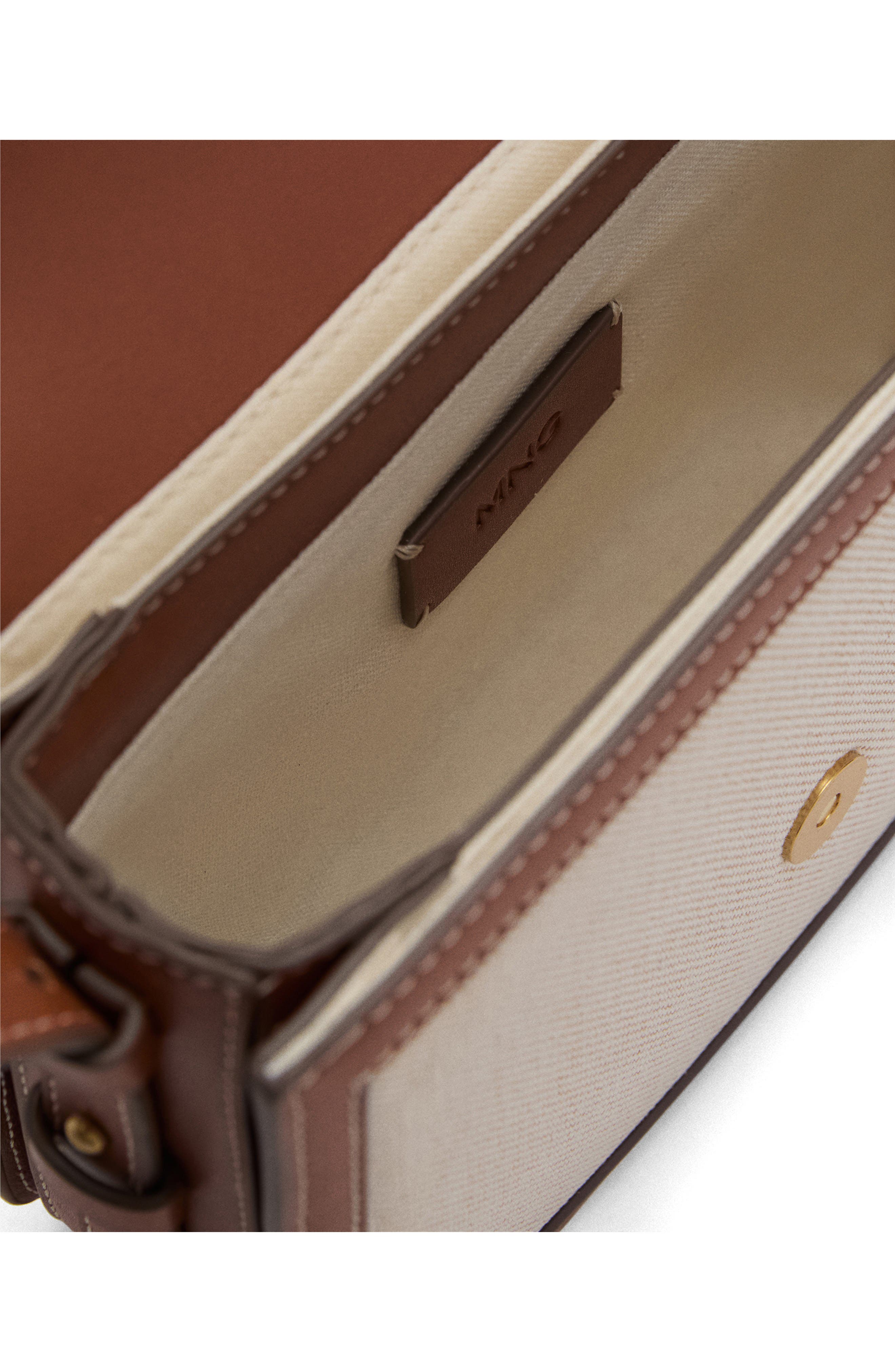 MANGO Contrast Canvas & Faux Leather Crossbody Bag, Alternate, color, 