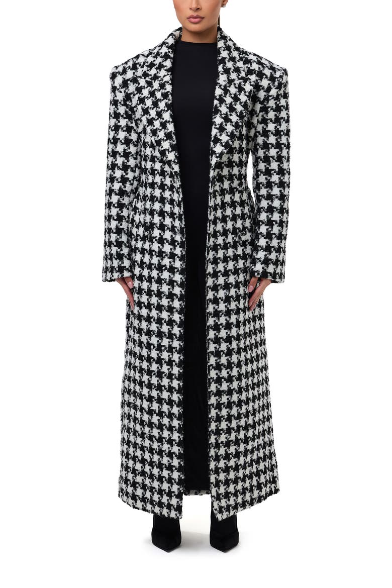 Long Houndstooth Trench Coat, Alternate, color, HOUNDSTOOTH BLACK/ WHITE
