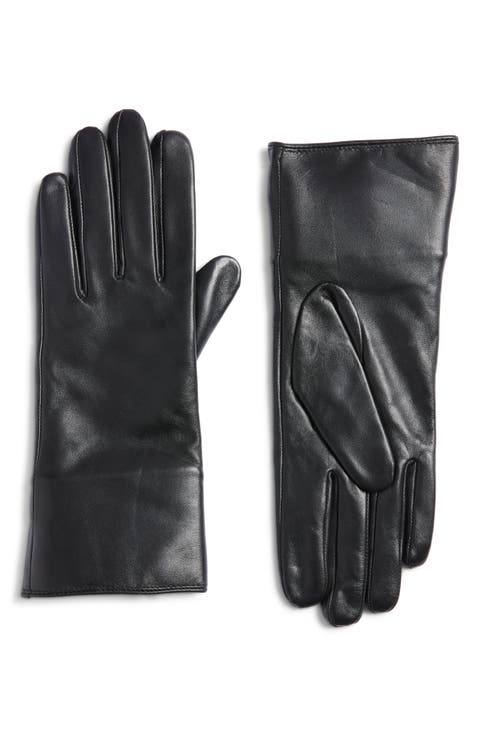 Faux Fur Trim Leather Gloves