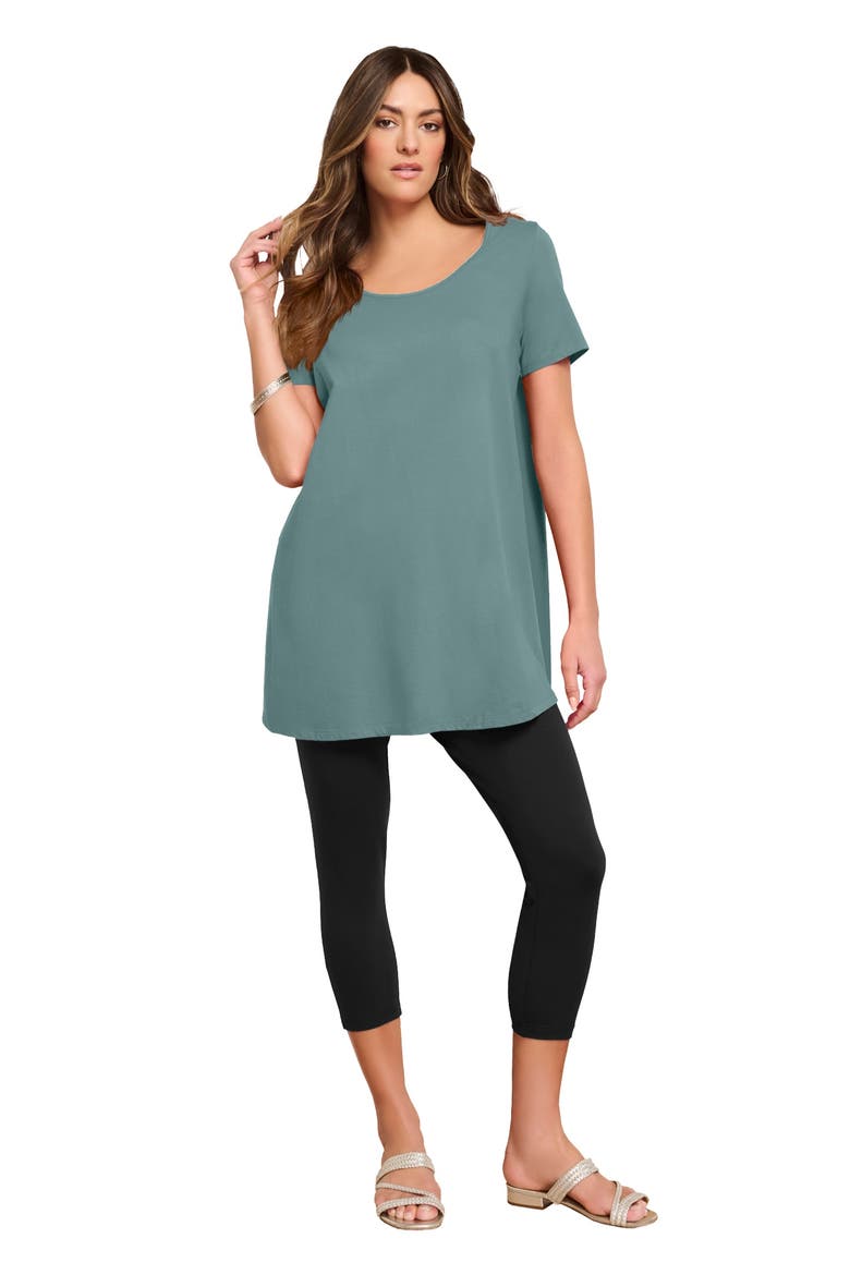 Plus Size Cotton Ultimate Scoopneck Swing Tunic, Main, color, COOL SAGE