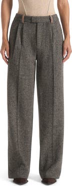 Manière De Voir Julie Herringbone Wool Twin Pleat Trousers