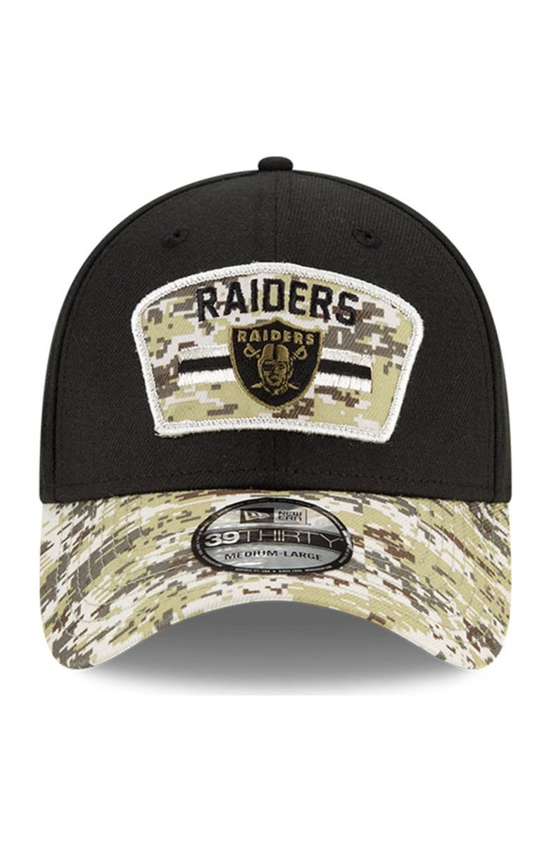 New Era Men's New Era Black/Camo Las Vegas Raiders 2021 Salute To Service 39THIRTY Flex Hat, Alternate, color,