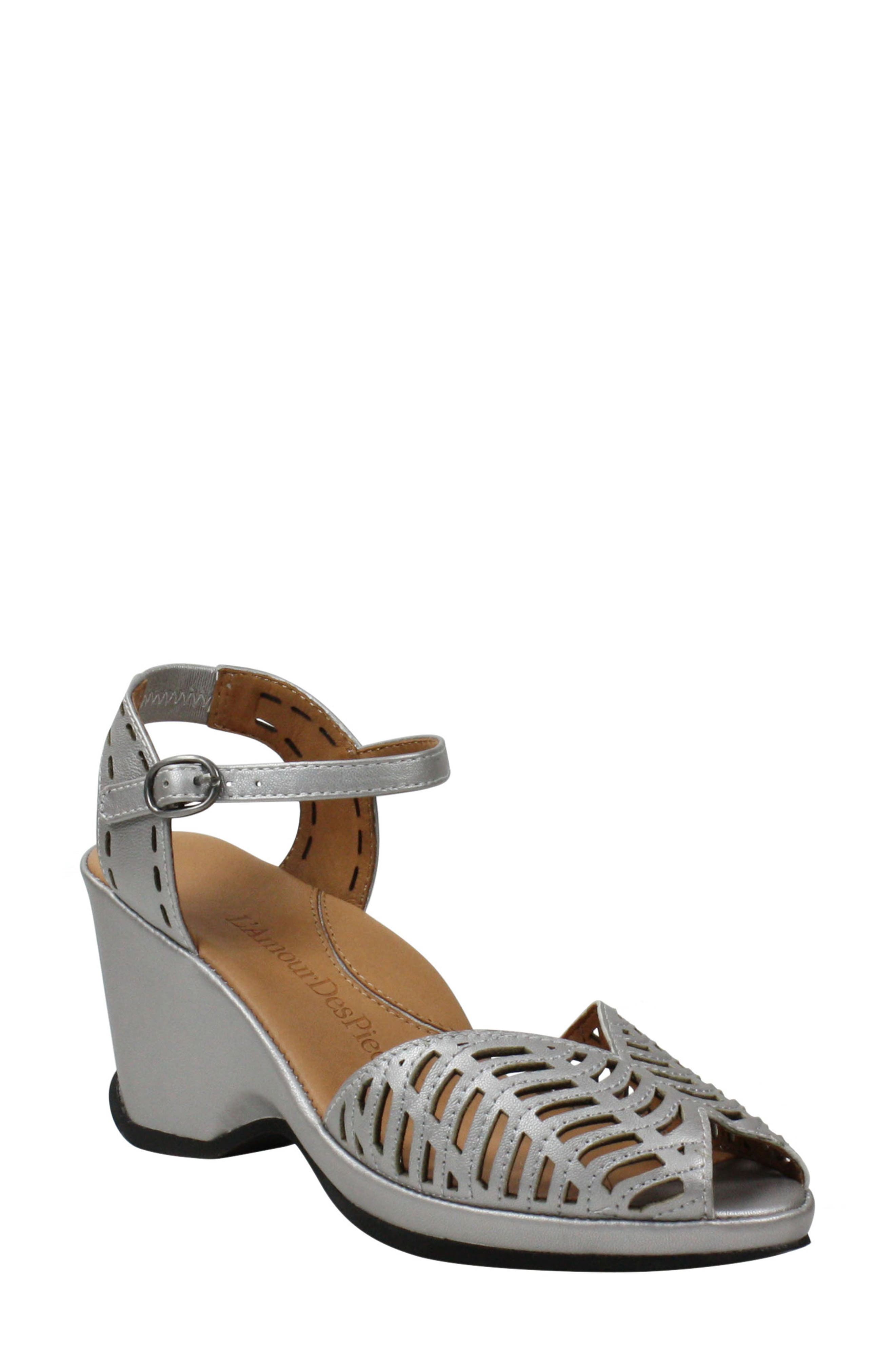 Oanez Wedge Sandal, Main, color, SILVER SHEEP NAPPA