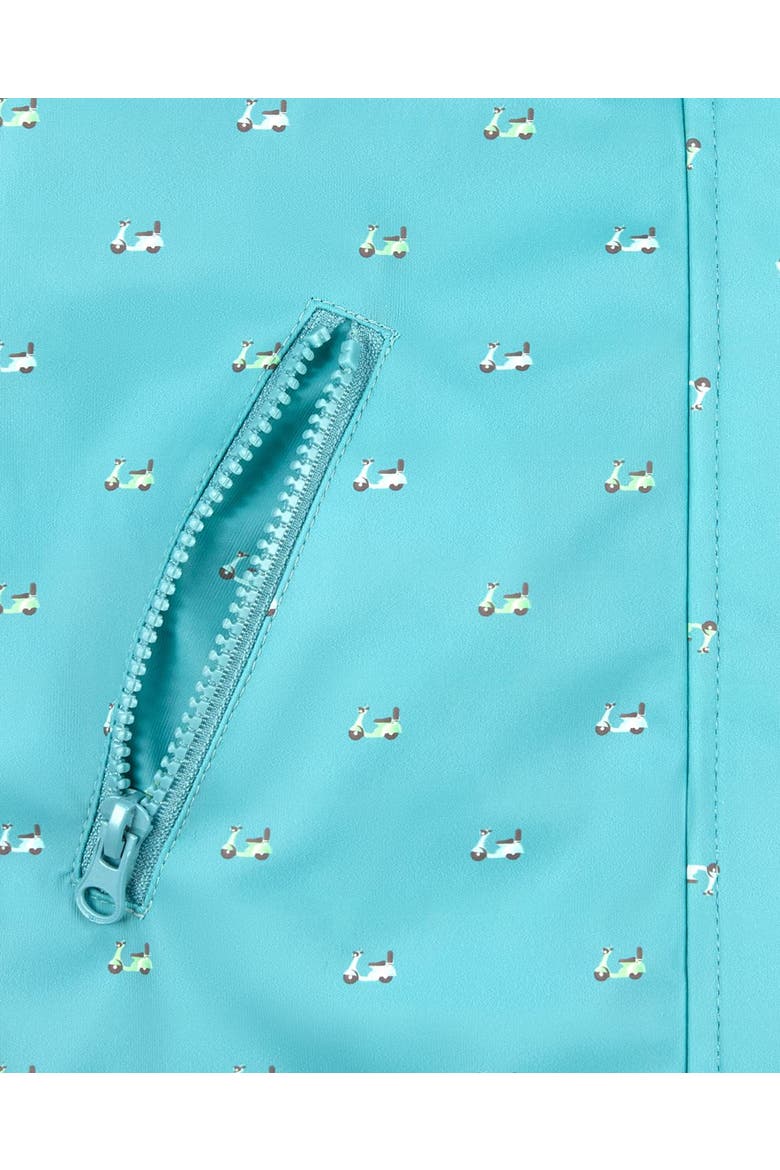 Lined Raincoat with Attached Self-Storage Pouch, Alternate, color, Teal