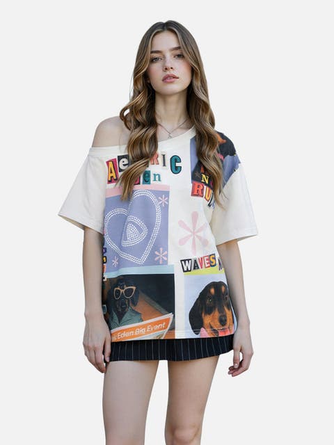 Dachshund Collage Off-the-Shoulder Tee