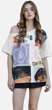 AELFRIC EDEN Dachshund Collage Off-the-Shoulder Tee